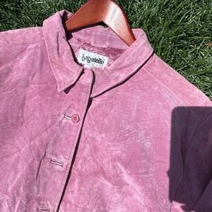 Bagatelle Vintage Mauve Pink Genuine Suede Leather Button Down Shirt Jacket L